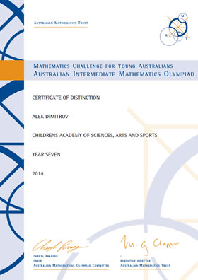 Australian Intermediate Mathematics Olympiad - Distinction